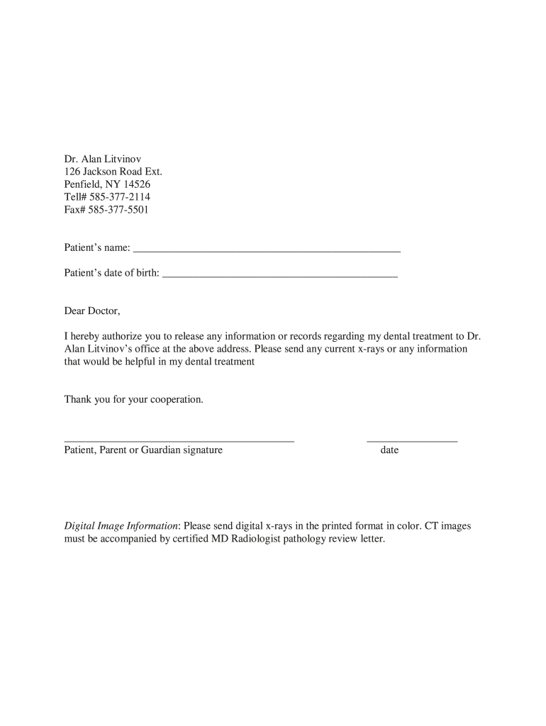 Request for Dental Records Template  Form