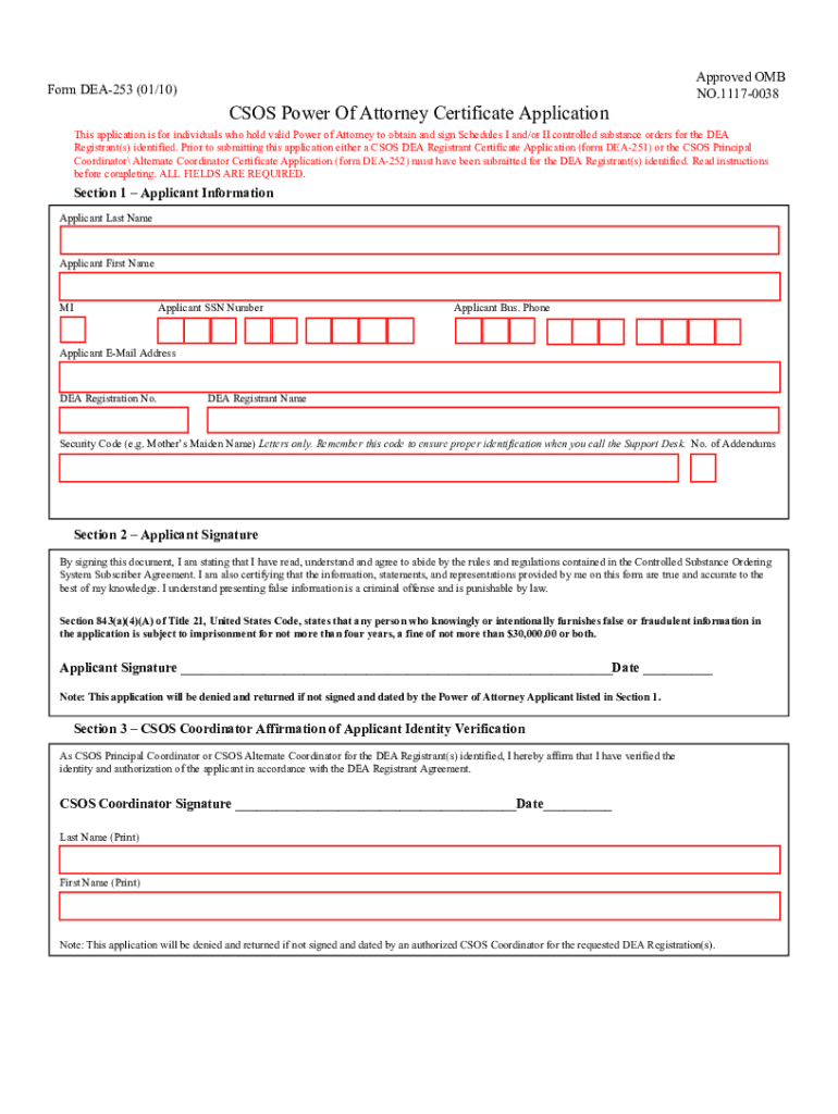 Dea Form 253