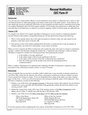 City of Los Angeles Ethics Commission Form 51