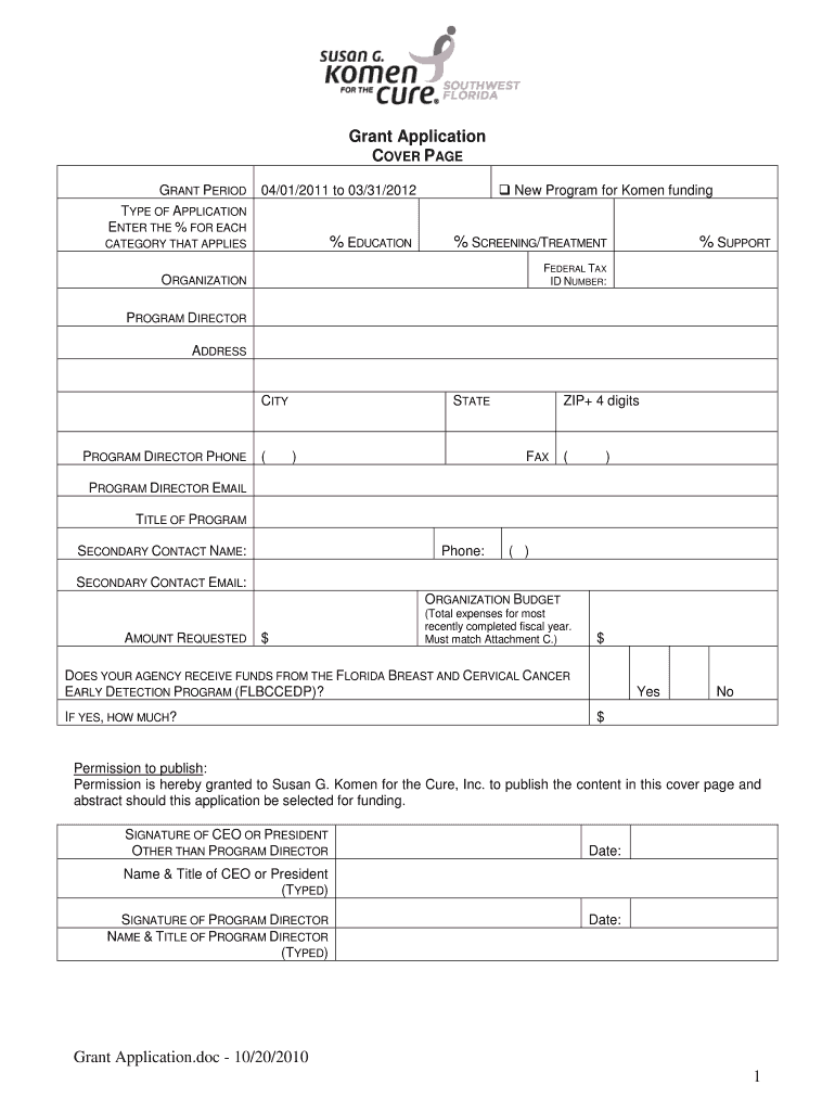 Grant Application DOC  1020 1 Grant Application  Komenswfl  Form