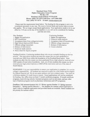 Rosebud Sioux Tribe Higher Education  Form