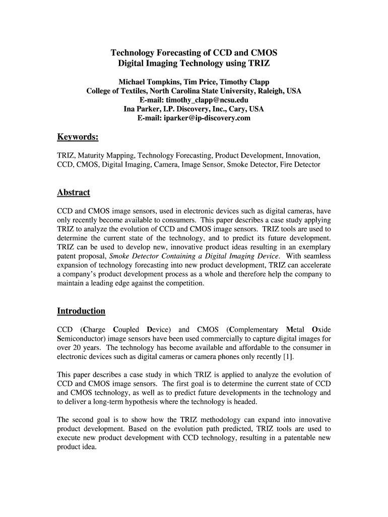 Smoke Detector and Technology Forecasting Form