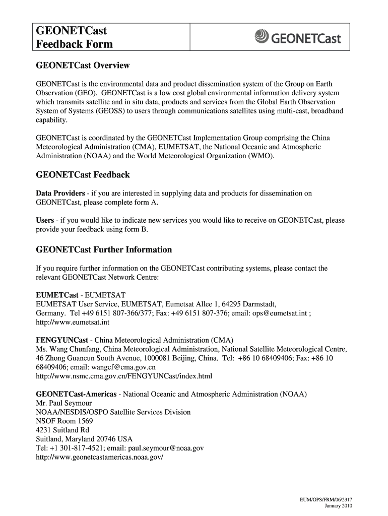 GEONETCast Feedback Form  GEONETCast Americas  NOAA  Geonetcastamericas Noaa