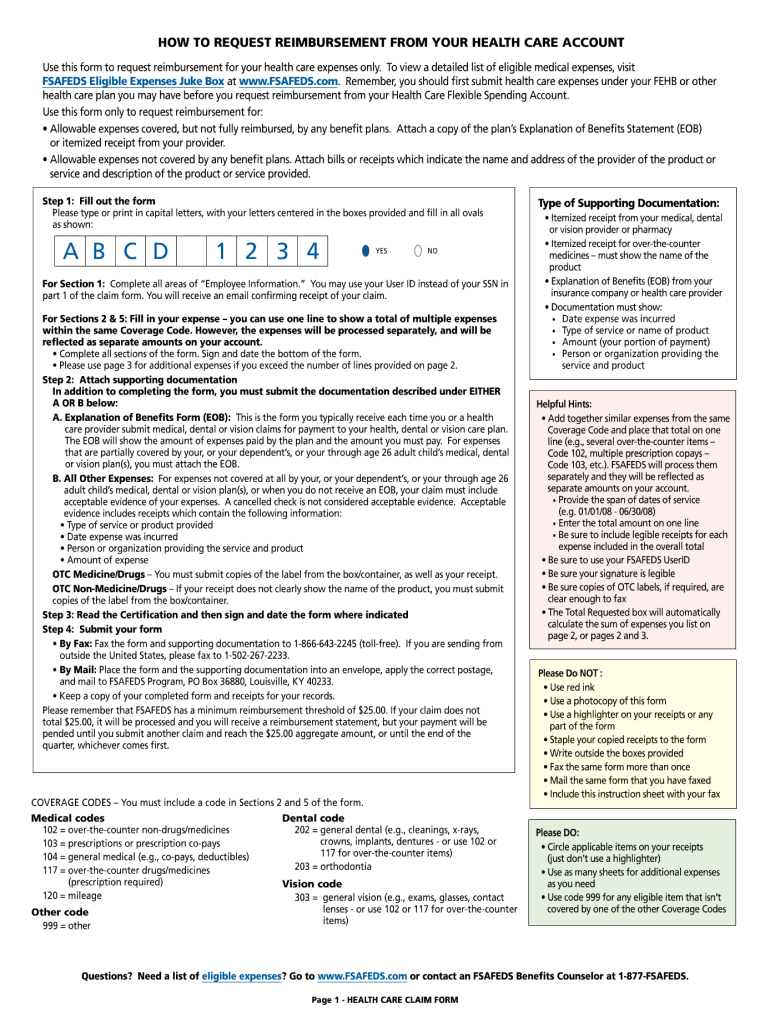 Fsafeds Claim Form