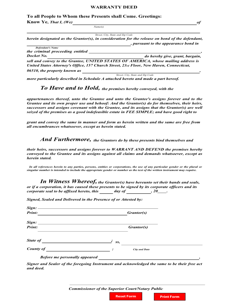 Warranty Deed Form