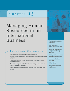 Chapter 13 Managing Human Resources in an International Business  Form