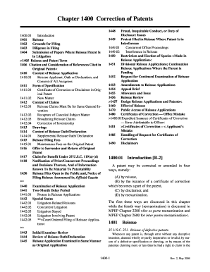  MPEP E8R2 Chapter 1400 Correction of Patents Uspto 2004