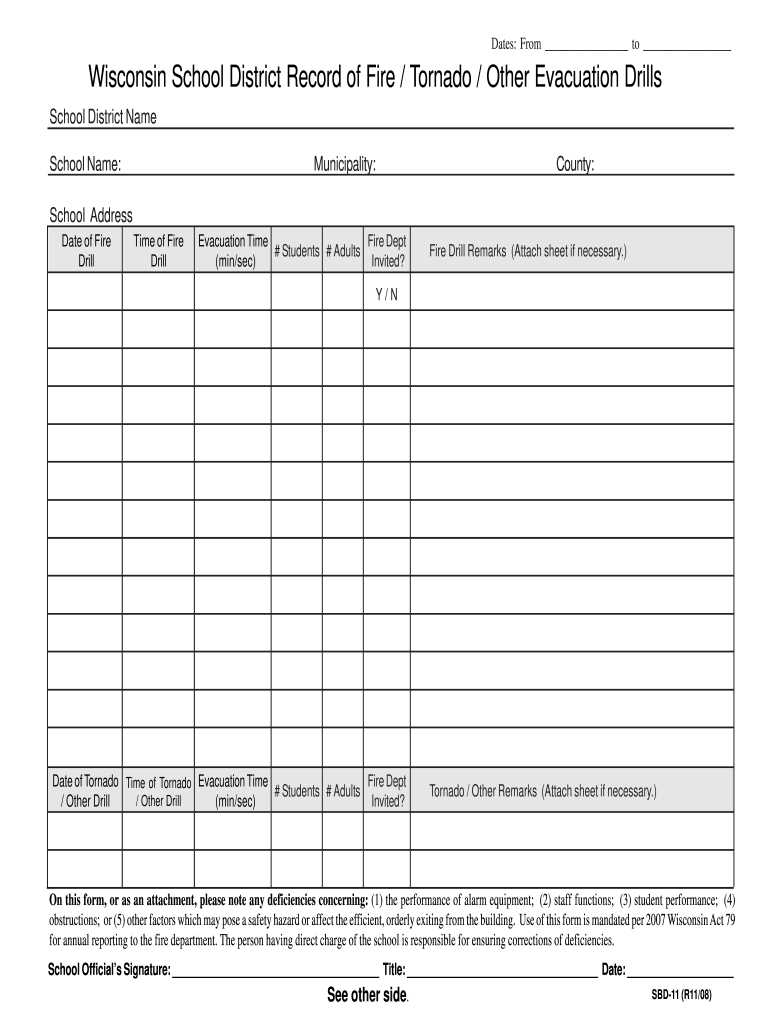  Printable Fire Drill Log pdfFiller 2008