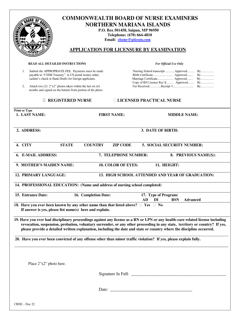 Nmi Application Form