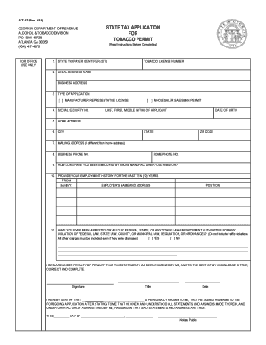 Tobacco Permit Ga Form