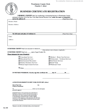 Business Certificate PDF  Form
