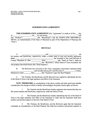 Subordination Agreement  Form