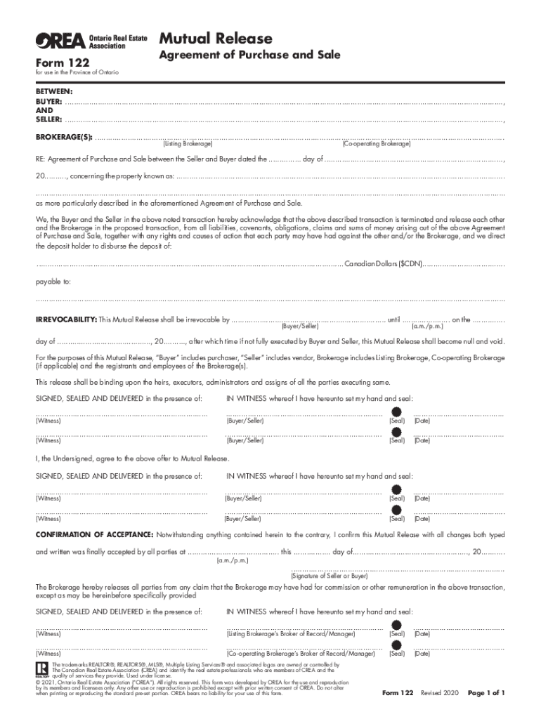 Mutual Release Form Ontario