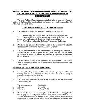 Doordarshan Graded Artist Application Form