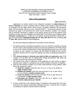 Saket Court Chamber List  Form