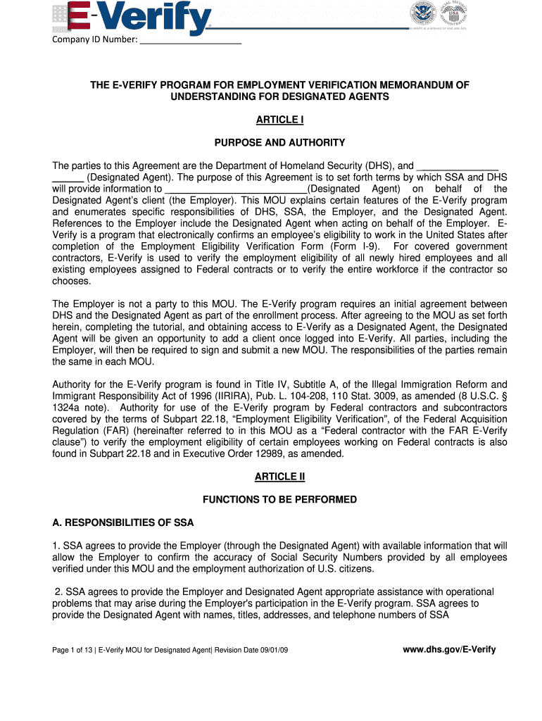 Printable Mou E Verify Form