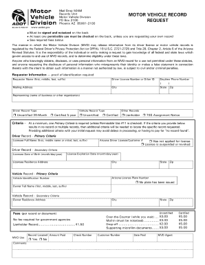 Massachusetts Motor Vehicle Record Form