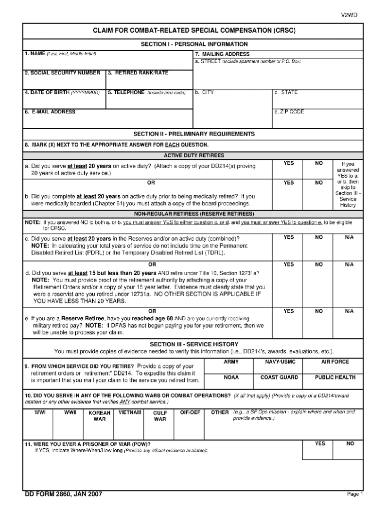  Dd2860  Form 2007