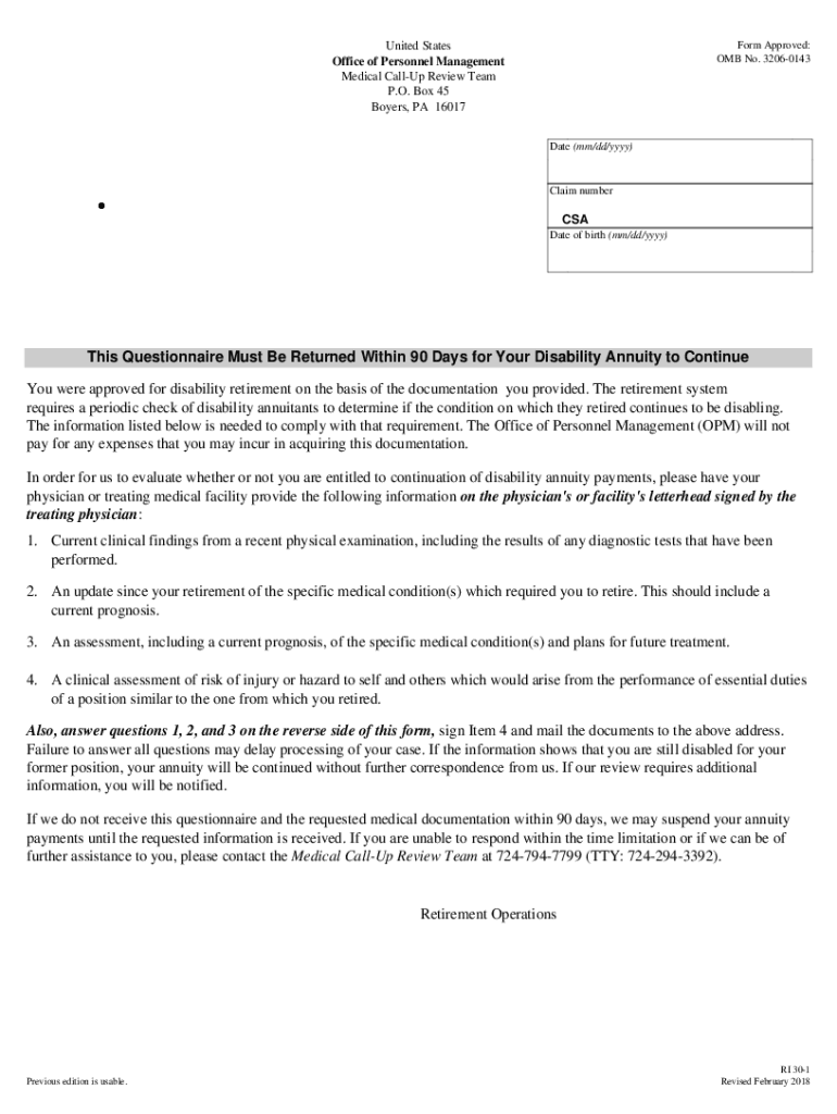 Opm Disability Earnings Survey  Form