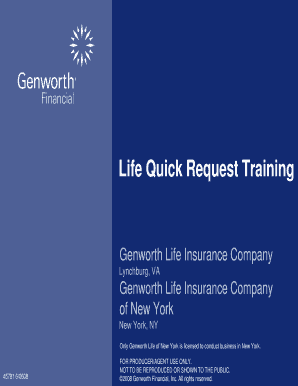 Life Rquest Training Genworth Form