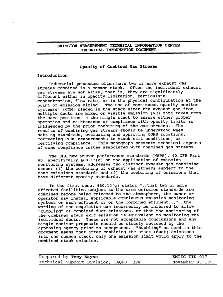  Opacity of Combined Gas Streams Form 1991-2024