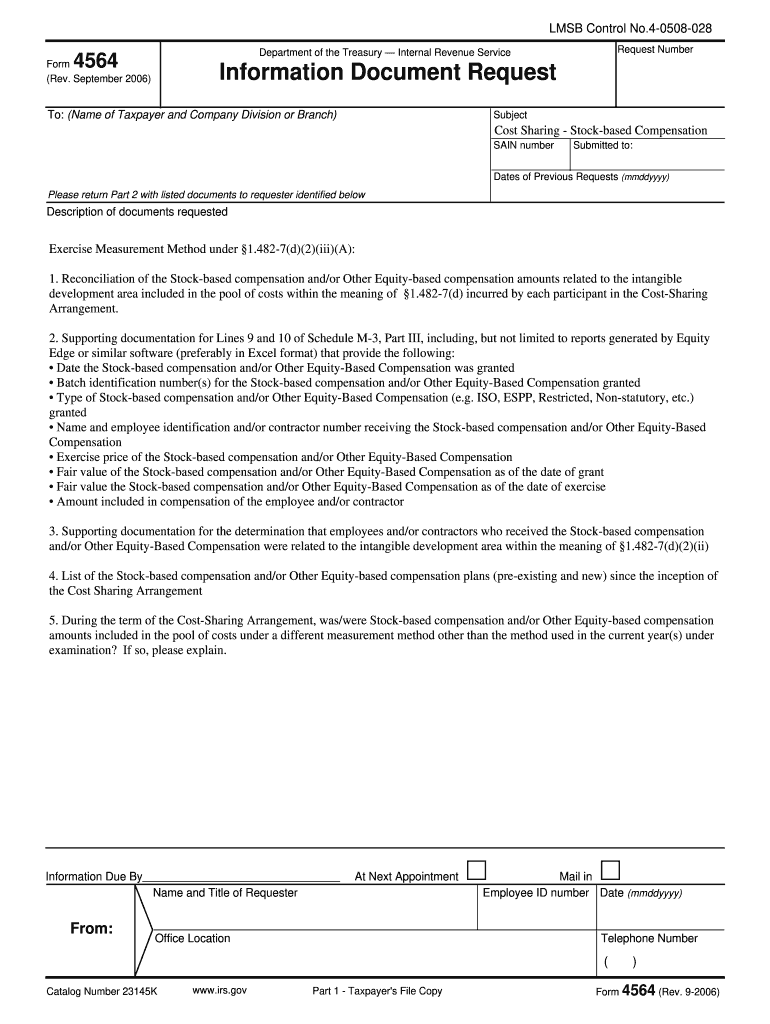  4564 Information Document Request Form 2006-2024