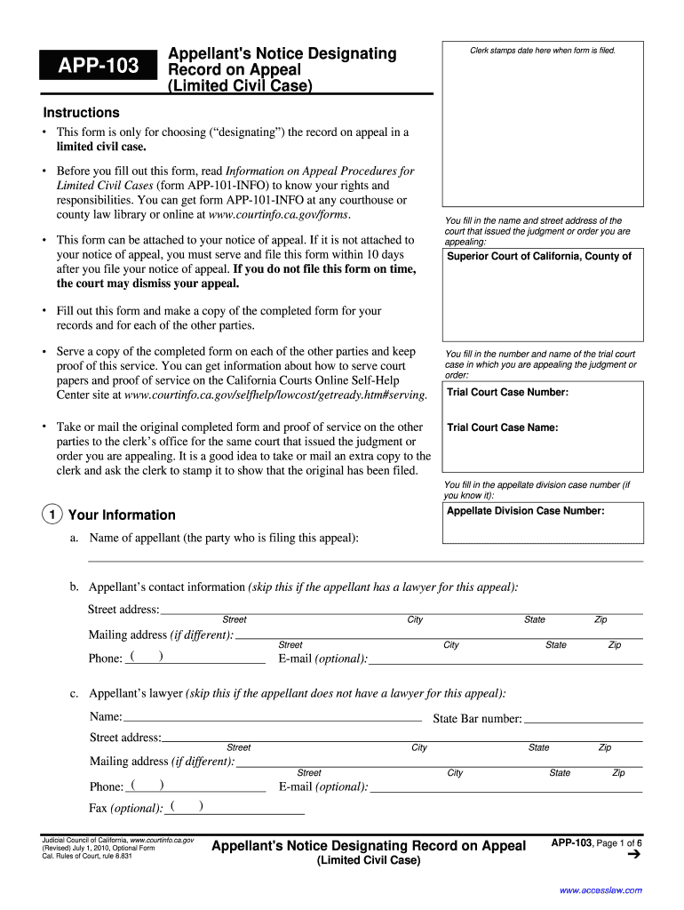 App 103  Form