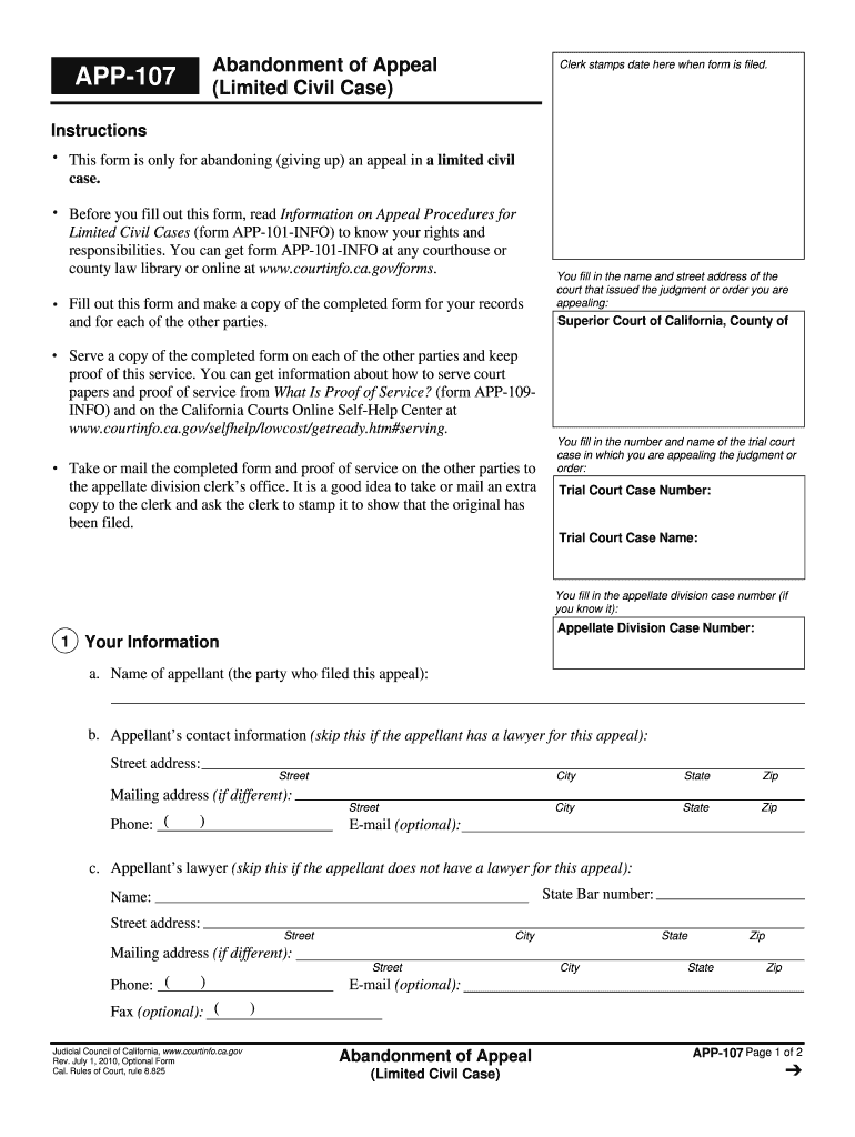  Form App 107 2010