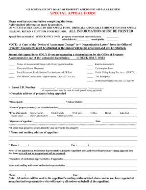 Allegheny County Special Appeal Form