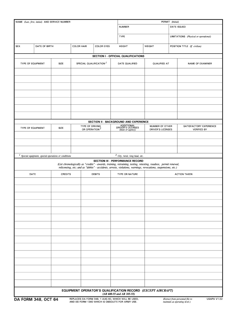 Get and Sign Da Form 348 PDF Fillable
