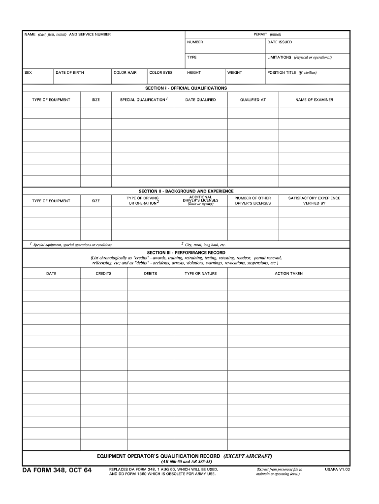 Da Form 348 PDF Fillable