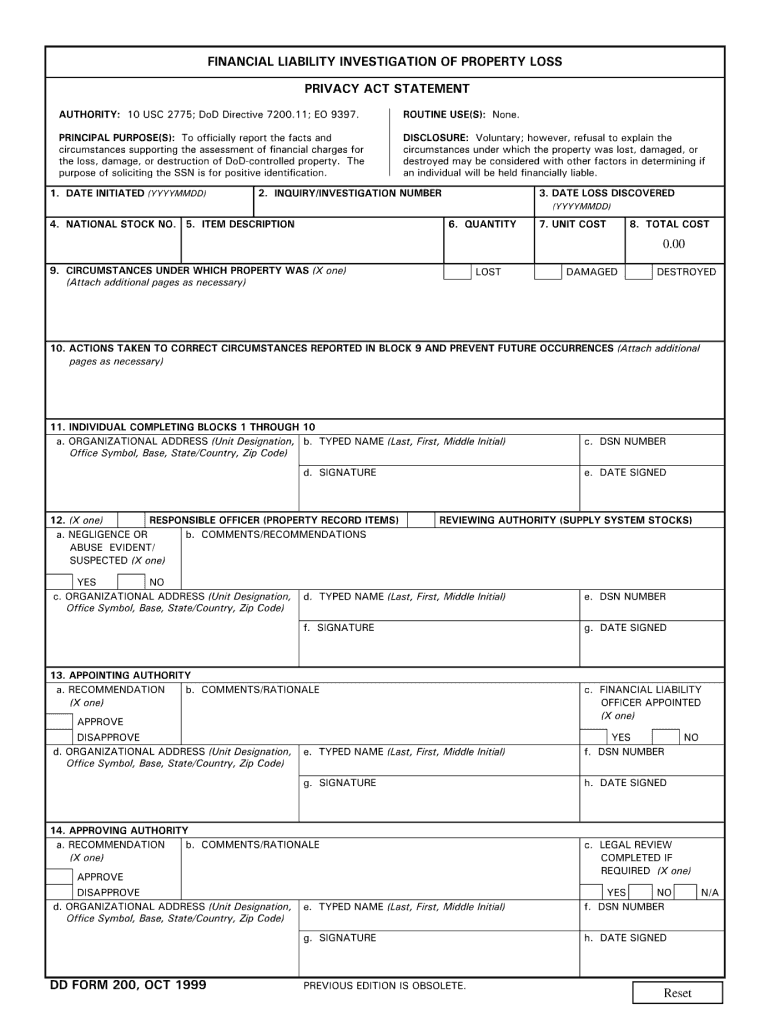  Dd Form 200 1999-2024