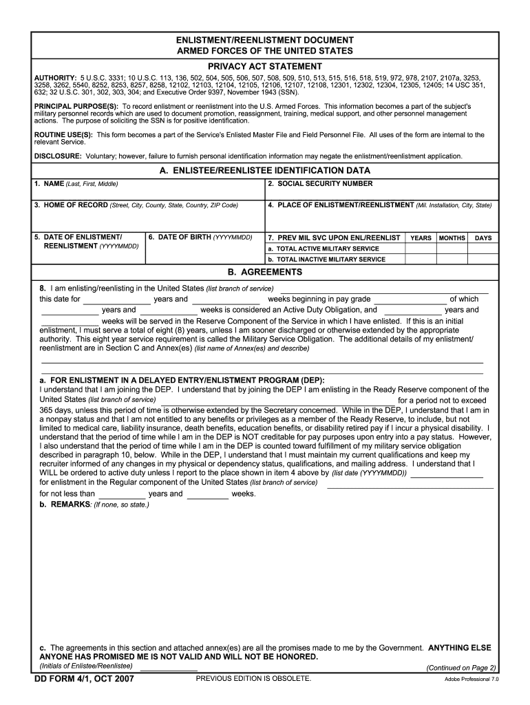 Get and Sign Dd Form 4 2007-2022
