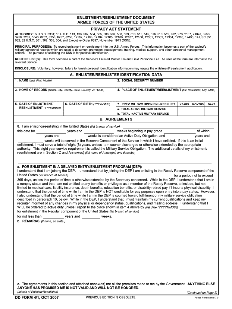  Dd Form 4 2007-2024