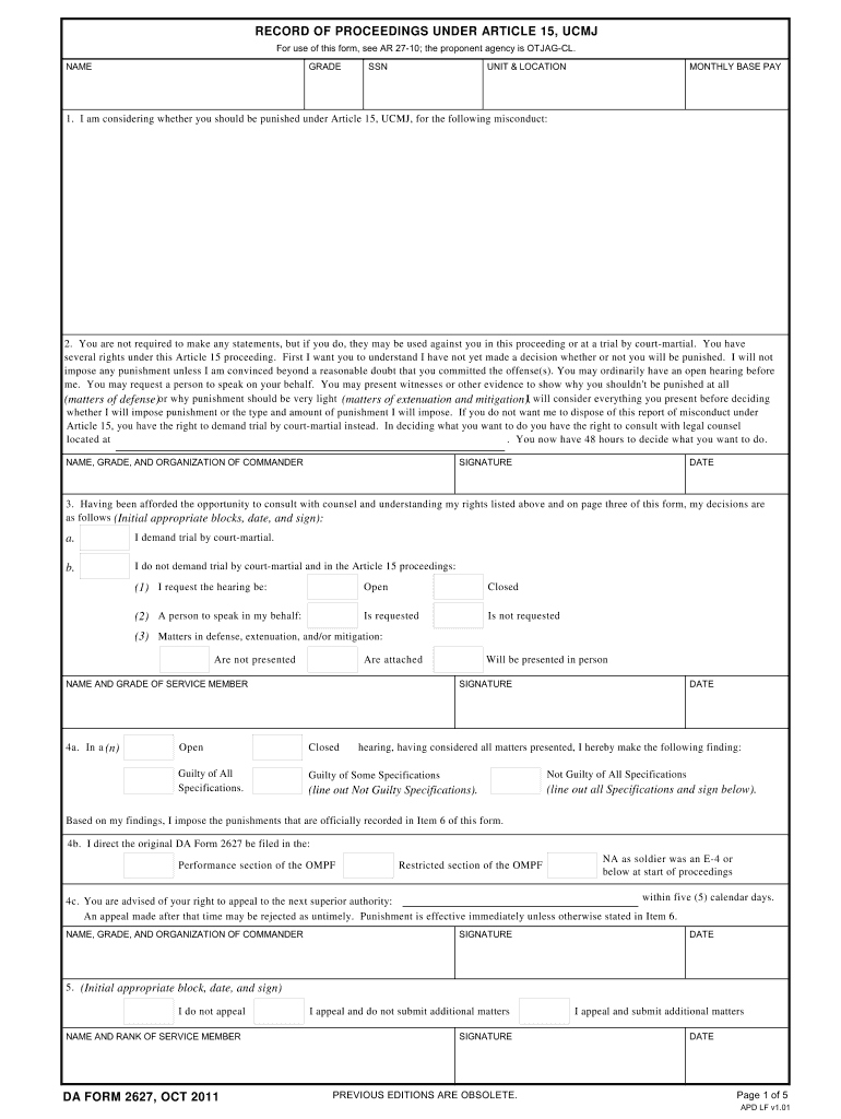 Da 2627 2011 2024 Form Fill Out And Sign Printable Pdf Template