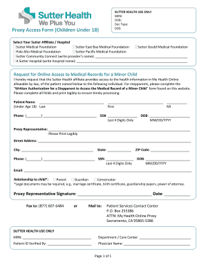 Sutter Health Authorization Form