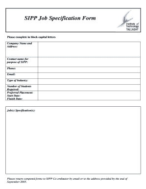 Job Specification Form