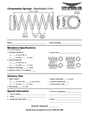 Spring Specification  Form