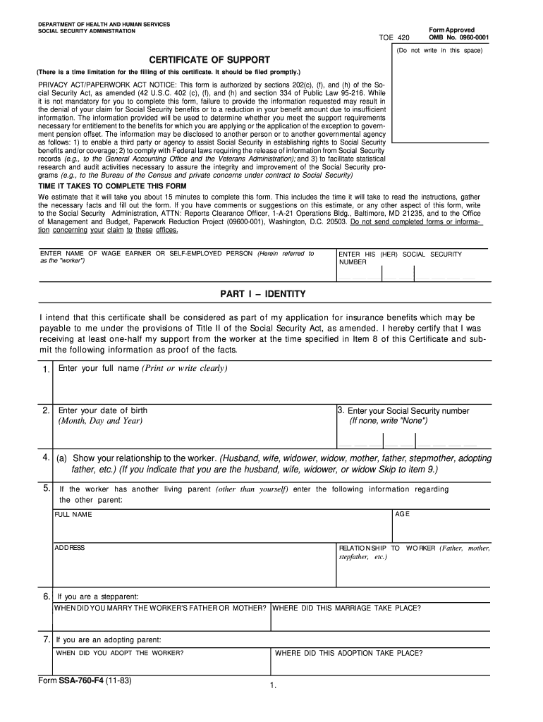 Fillable Ssa 760  Form