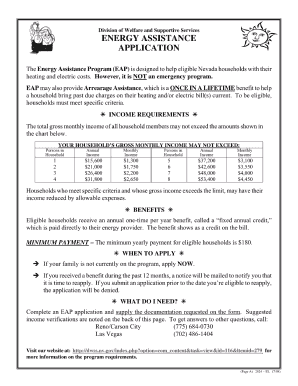 Printable Energy Assistance Application  Form
