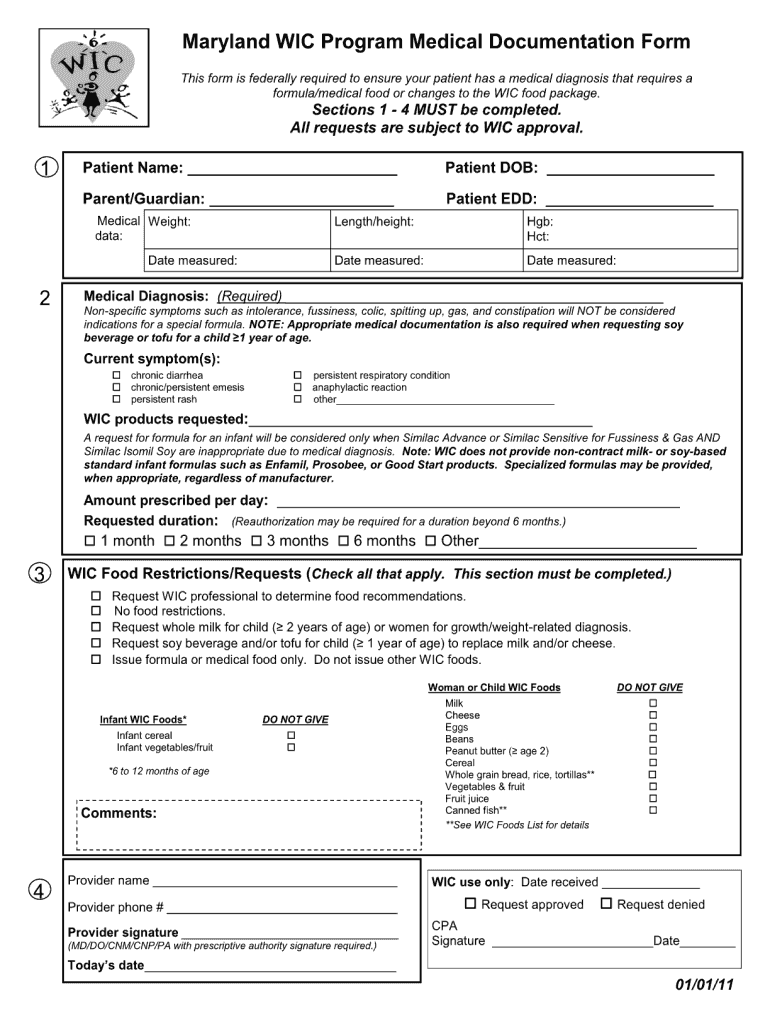  Maryland Wic Form 2011-2024