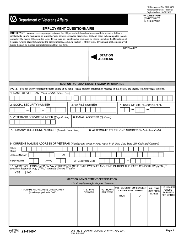  Va Form 21 4140 1 2011