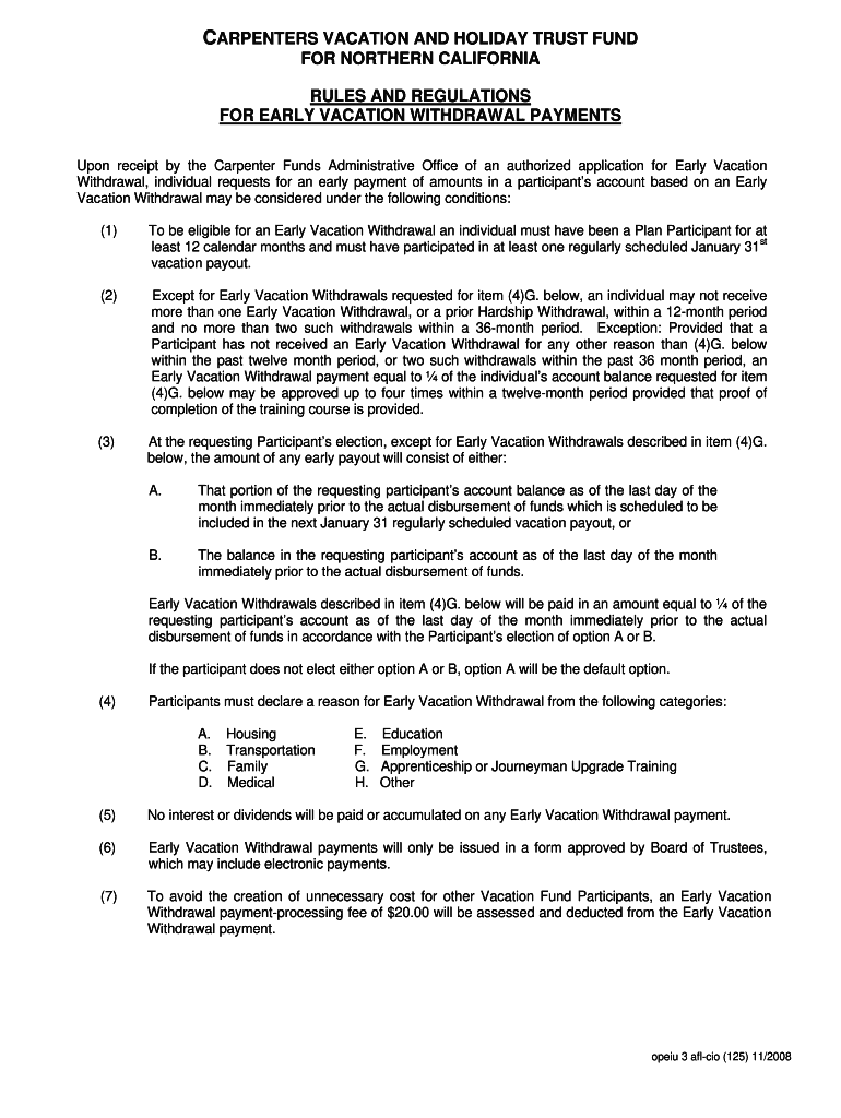  Carpenters Union Vacation Form 2013-2024