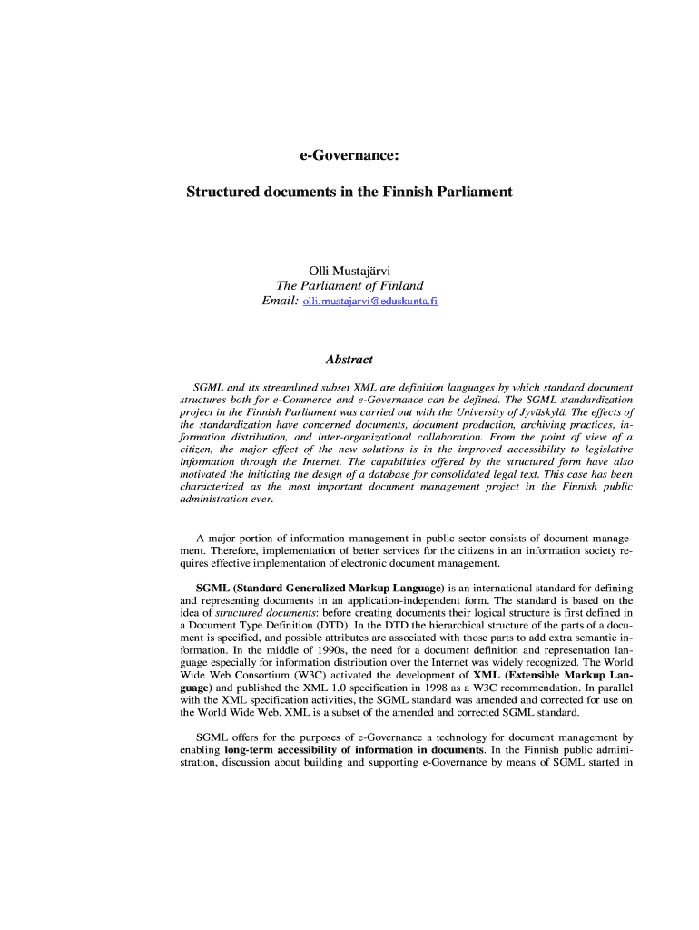 E Governance Structured Documents in the Finnish Parliament  Ecprd Hellenicparliament  Form