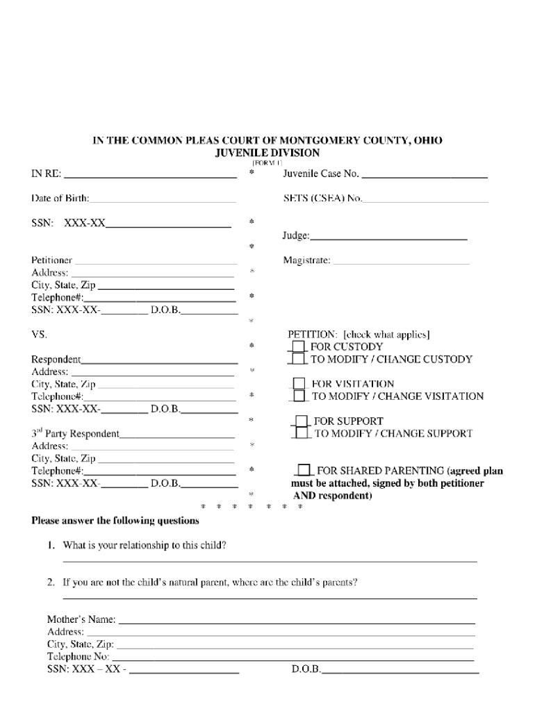 Montgomery County Ohio Juvenile Court Forms