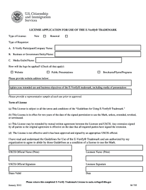 E Verify Trademark License USCIS Uscis  Form