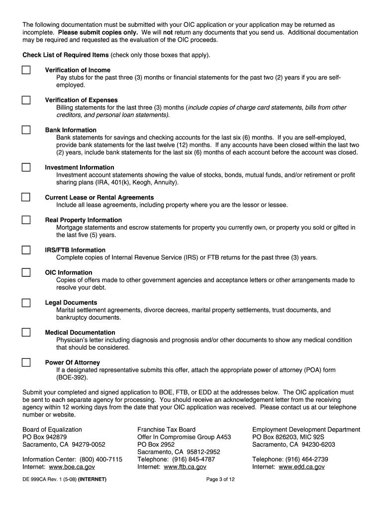 Oic Multi Agency Application De 999ca Form