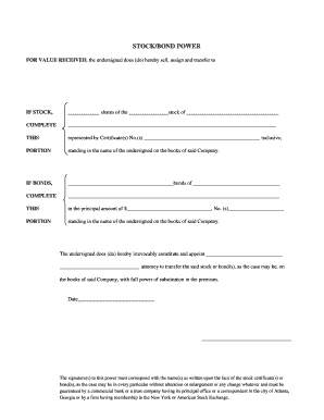 Stock Power Form Example