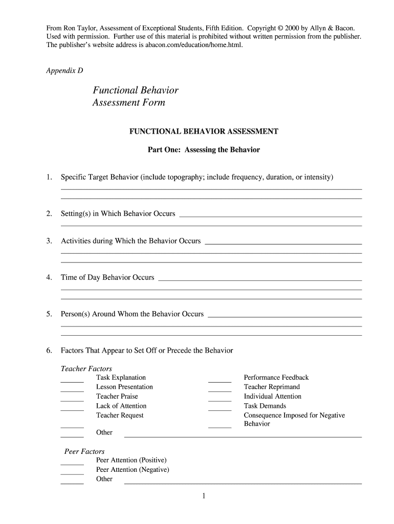 Ili Behavior Fillable Worksheet Form