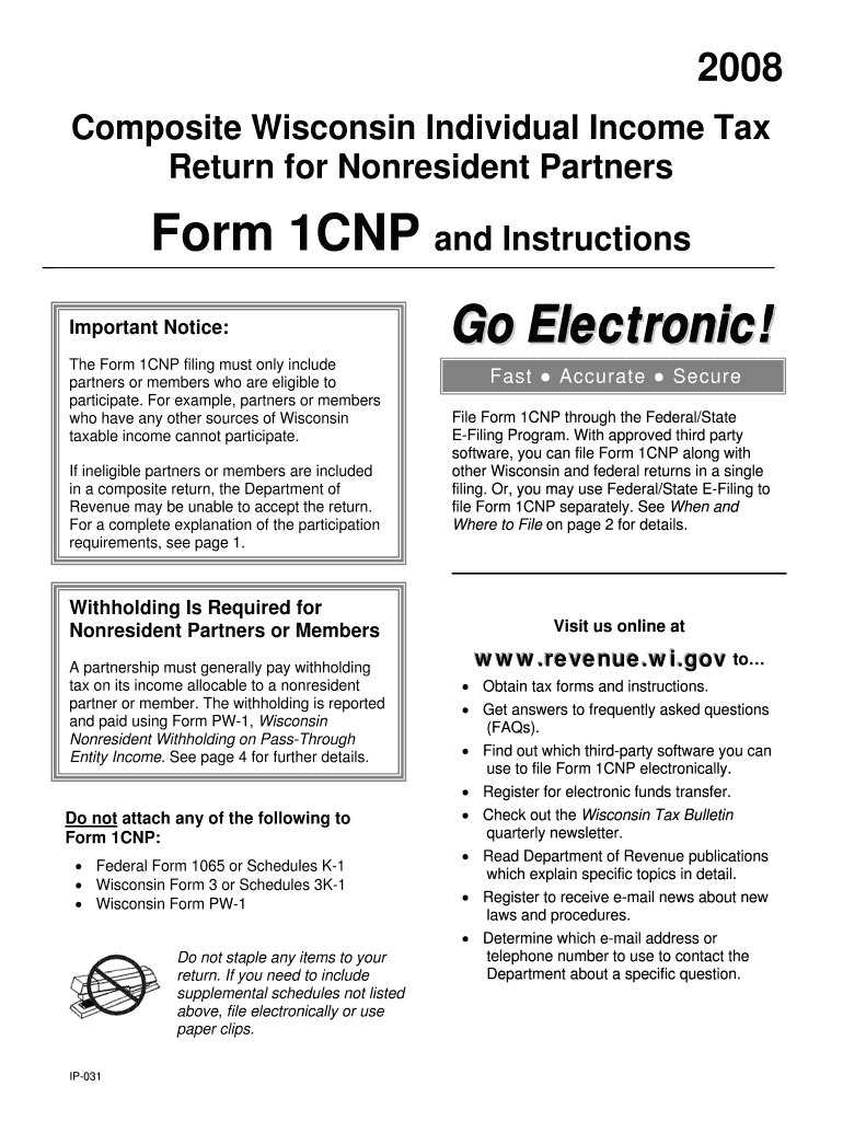 IP 031 Form 1CNP and Instructions  Composite Wisconsin    Revenue Wi